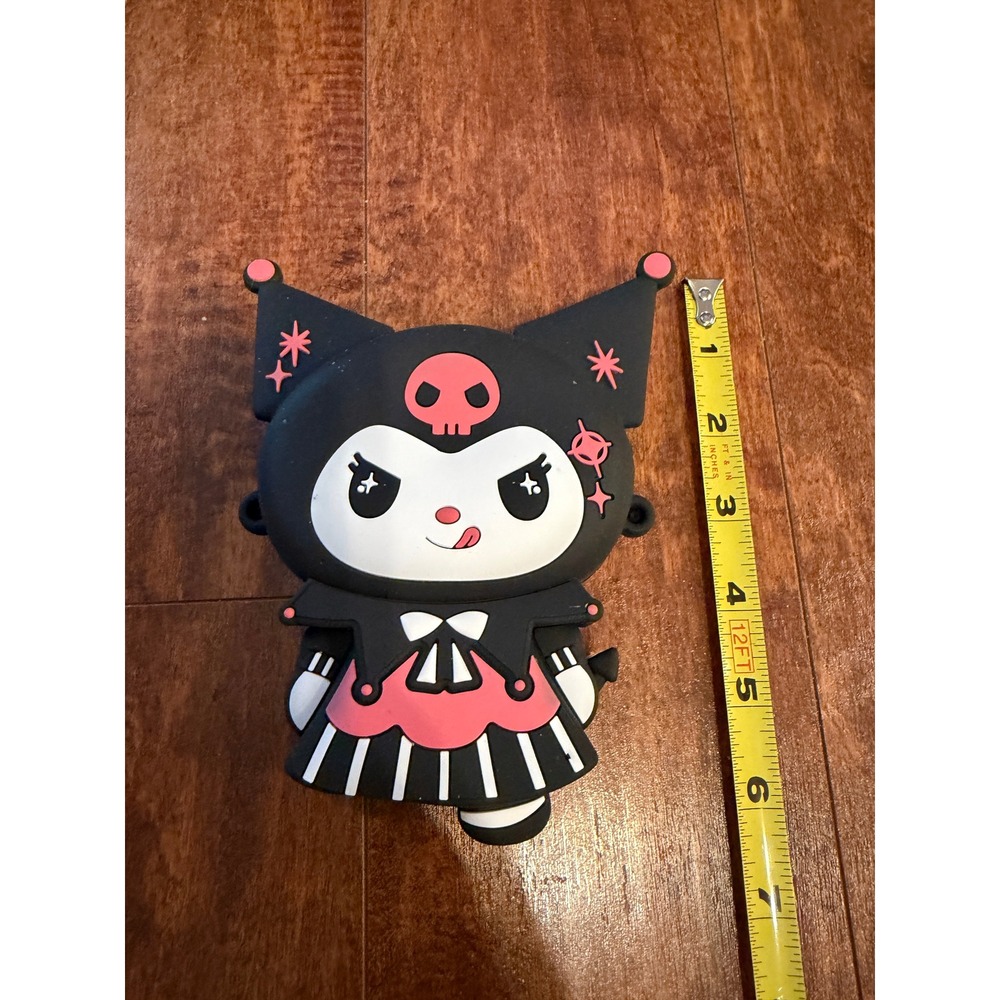 Sanrio Kuromi Silicone Coin Purse Pouch with Lanyard Black‎ Pink Kawaii Anime